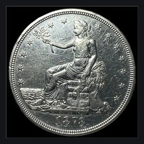 1873 silver Trade dollar, lot 88612 in the September 10th to 13th Austin Architect coin auction